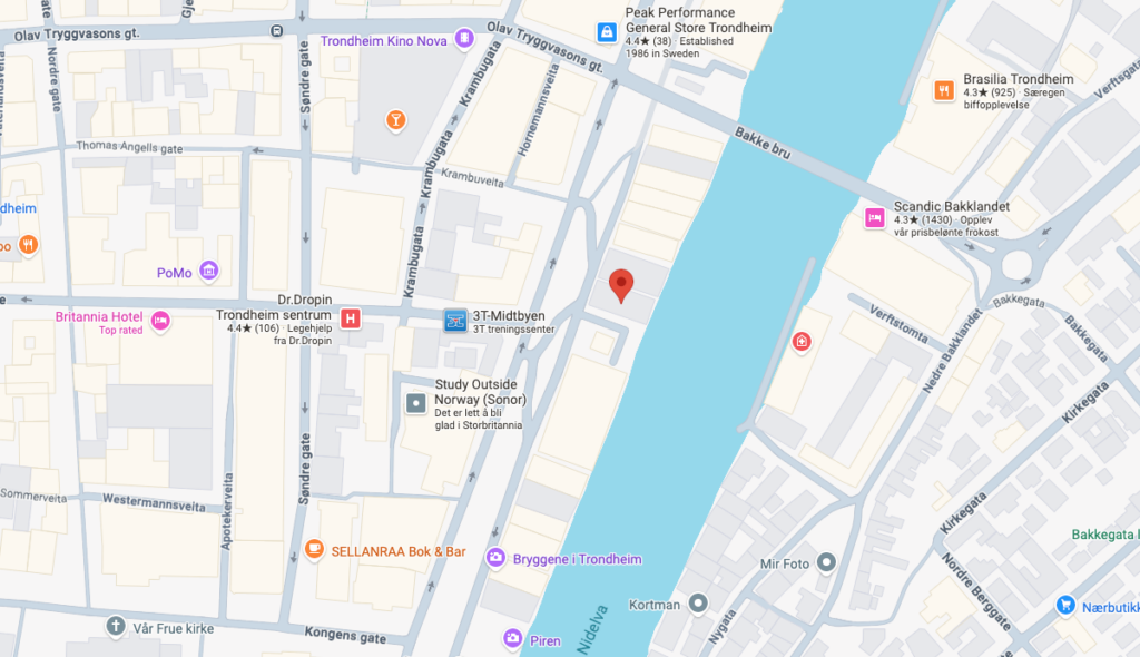 Skjermdump av Google Maps som viser Huset Trondheim i Kjøpmannsgata 51.